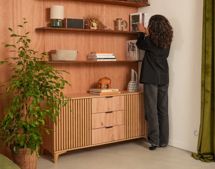 Buffet bas bois 3 tiroirs...