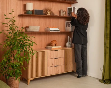 Buffet bas bois 3 tiroirs et 2 portes 150 cm Portmore