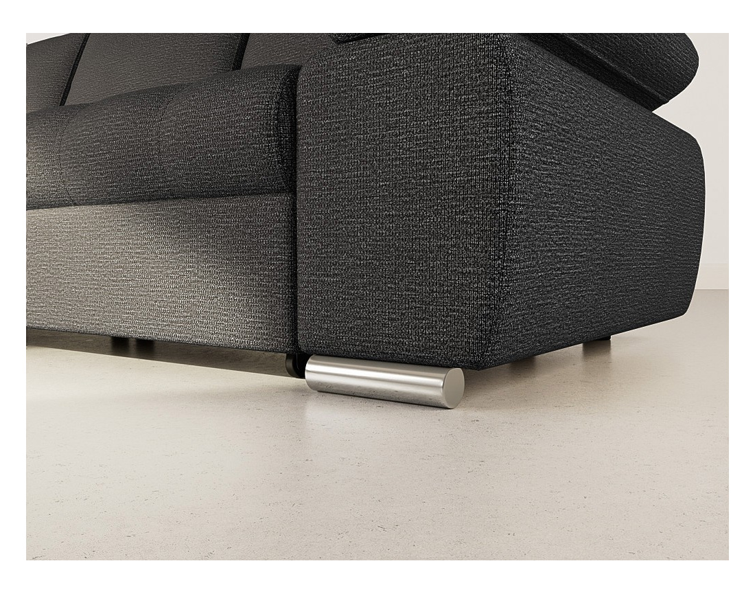 Canapé d'angle gauche 4 places convertible avec coffre en tissu texturé Bianca