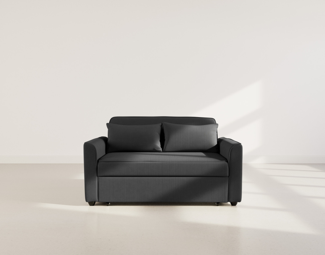 Canapé droit 2 places convertible en velours côtelé Ernest