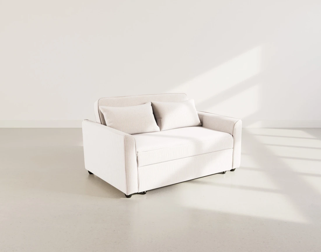 Canapé droit 2 places convertible en velours côtelé Ernest