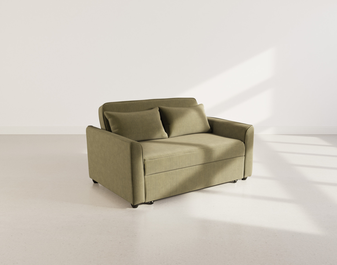 Canapé droit 2 places convertible en velours côtelé Ernest