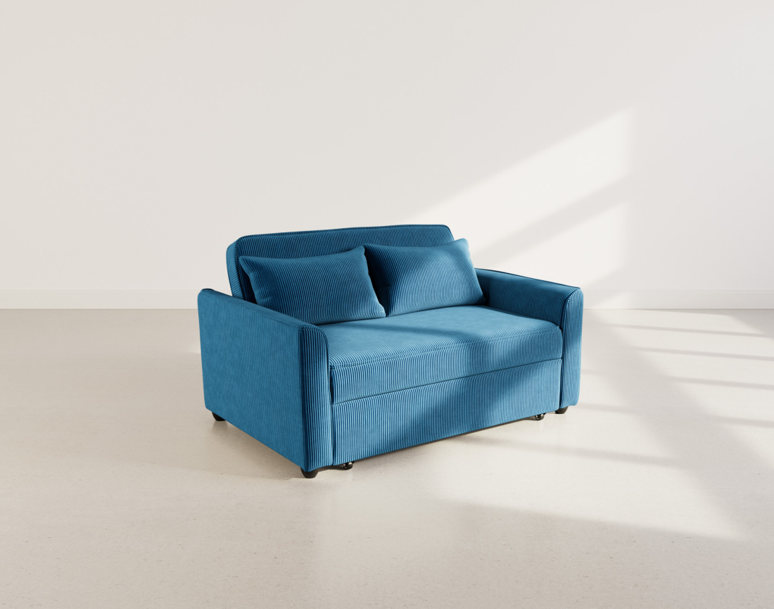 Canapé droit 2 places convertible en velours côtelé Ernest