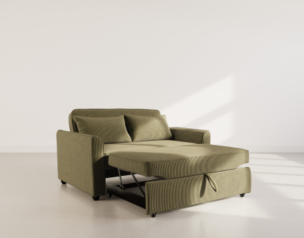 Canapé droit 2 places convertible en velours côtelé Ernest