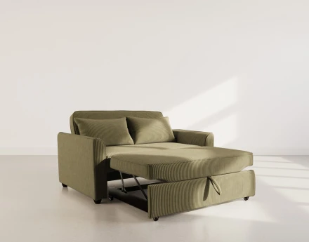 Canapé droit 2 places convertible en velours côtelé Ernest