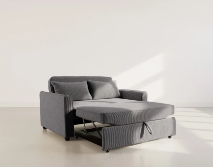 Canapé droit 2 places convertible en velours côtelé Ernest