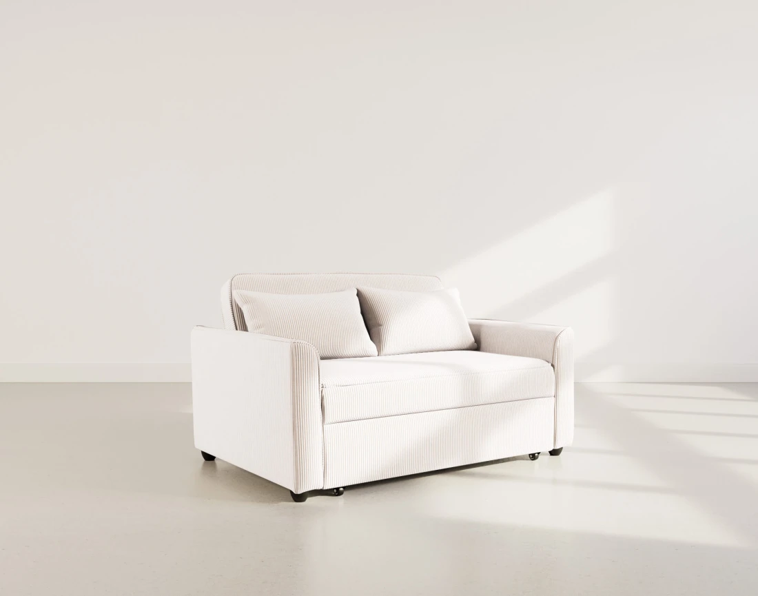 Canapé droit 2 places convertible en velours côtelé Ernest