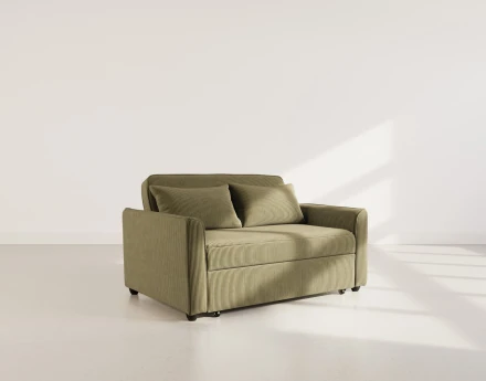 Canapé droit 2 places convertible en velours côtelé Ernest