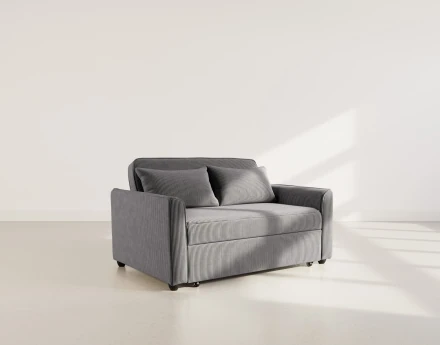 Canapé droit 2 places convertible en velours côtelé Ernest