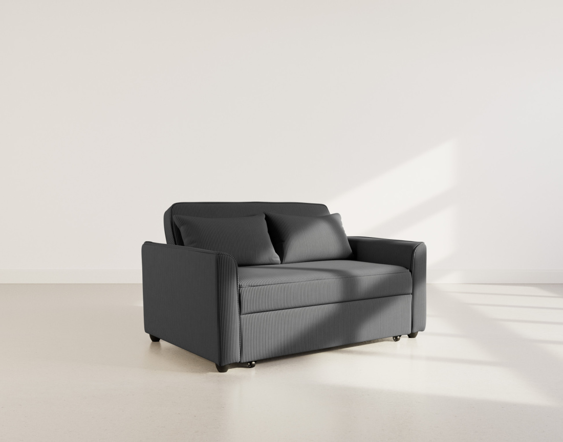 Canapé droit 2 places convertible en velours côtelé Ernest