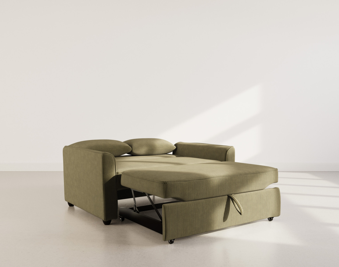 Canapé droit 2 places convertible en velours côtelé Ernest