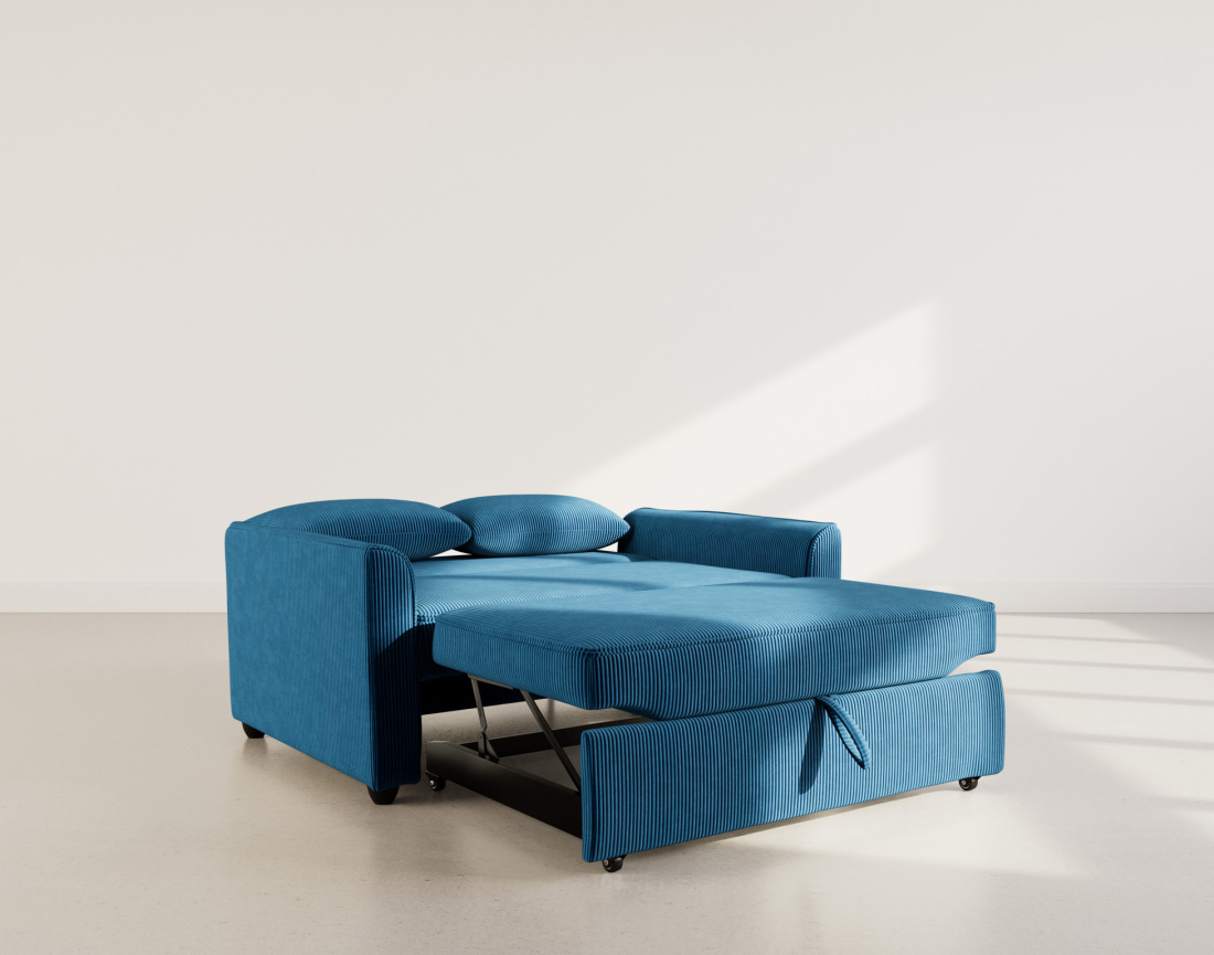 Canapé droit 2 places convertible en velours côtelé Ernest