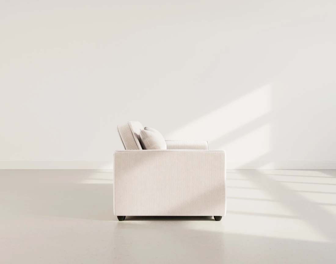 Canapé droit 2 places convertible en velours côtelé Ernest