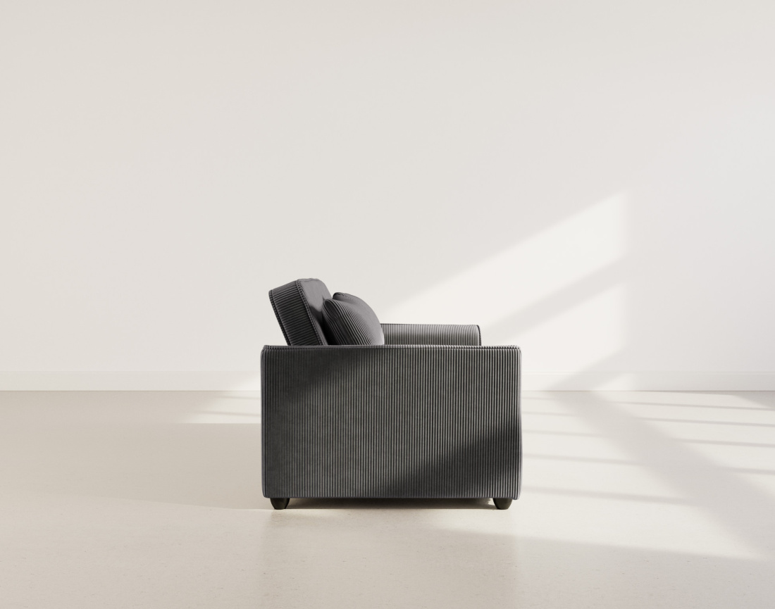 Canapé droit 2 places convertible en velours côtelé Ernest