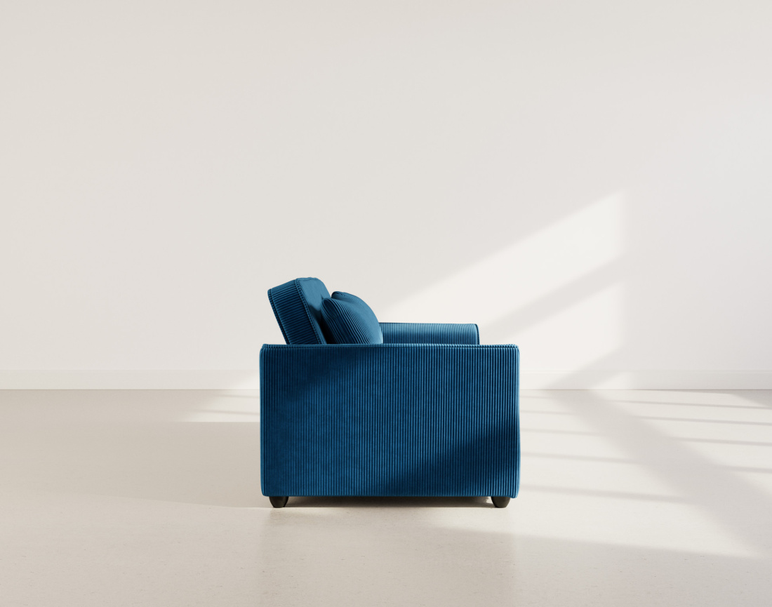 Canapé droit 2 places convertible en velours côtelé Ernest