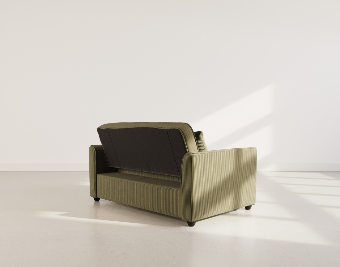 Canapé droit 2 places convertible en velours côtelé Ernest