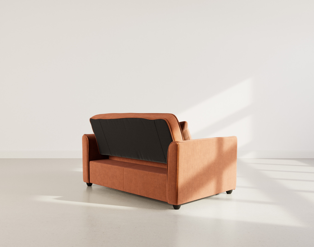 Canapé droit 2 places convertible en velours côtelé Ernest