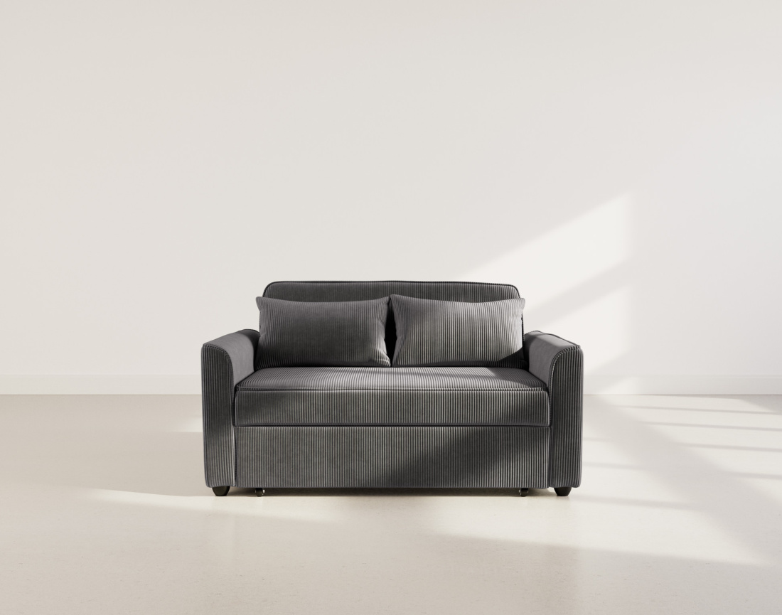 Canapé droit 2 places convertible en velours côtelé Ernest