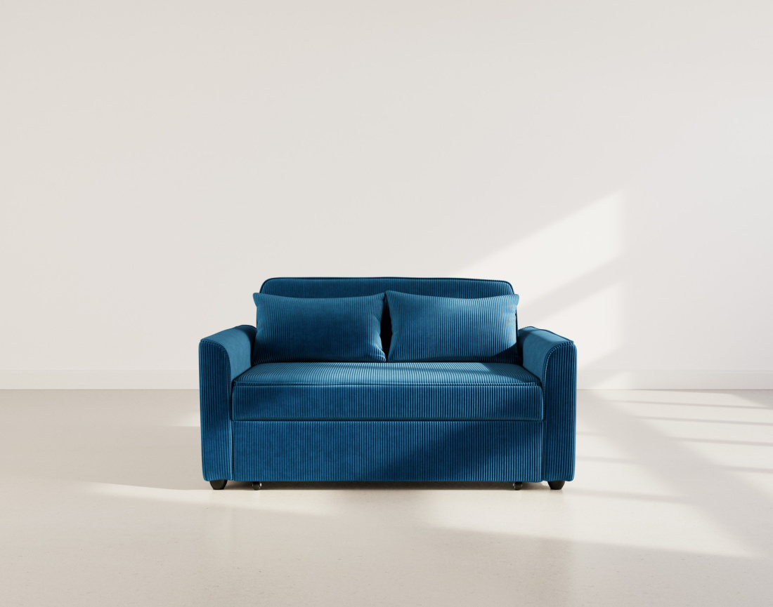 Canapé droit 2 places convertible en velours côtelé Ernest