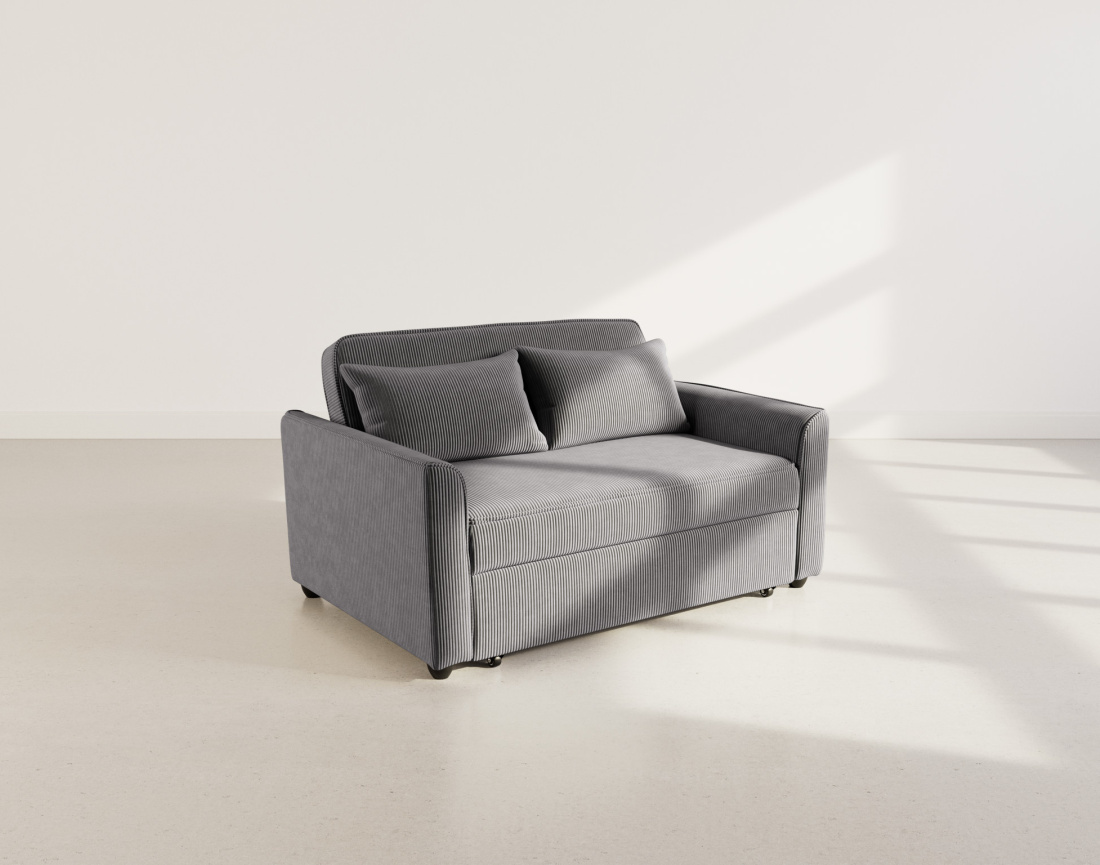 Canapé droit 2 places convertible en velours côtelé Ernest