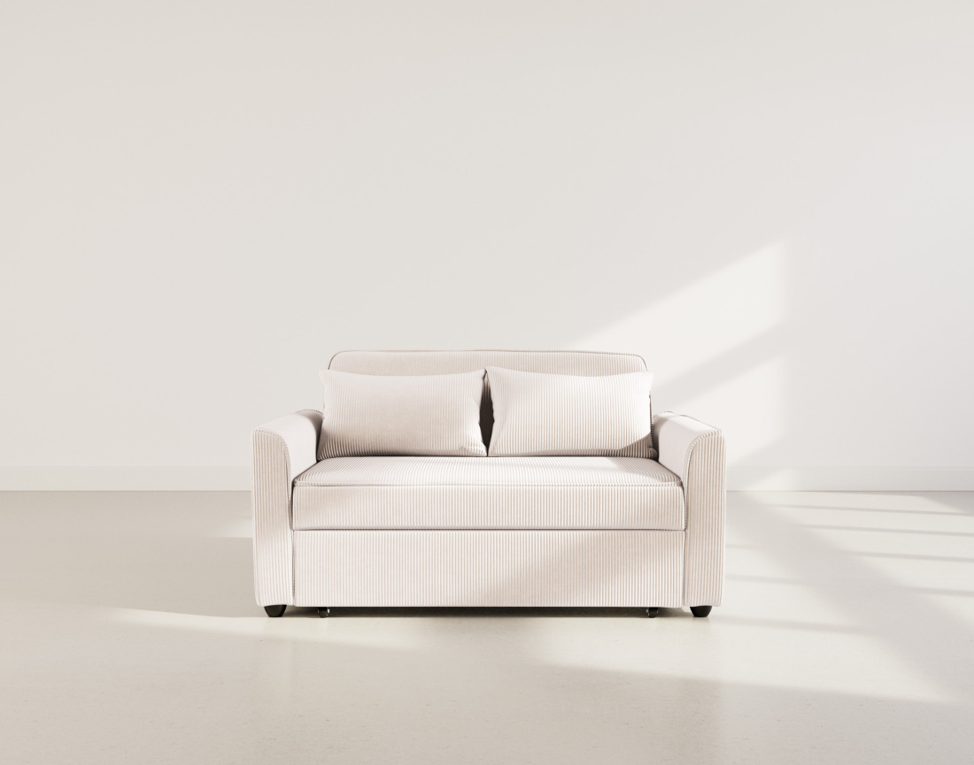 Canapé droit 2 places convertible en velours côtelé Ernest