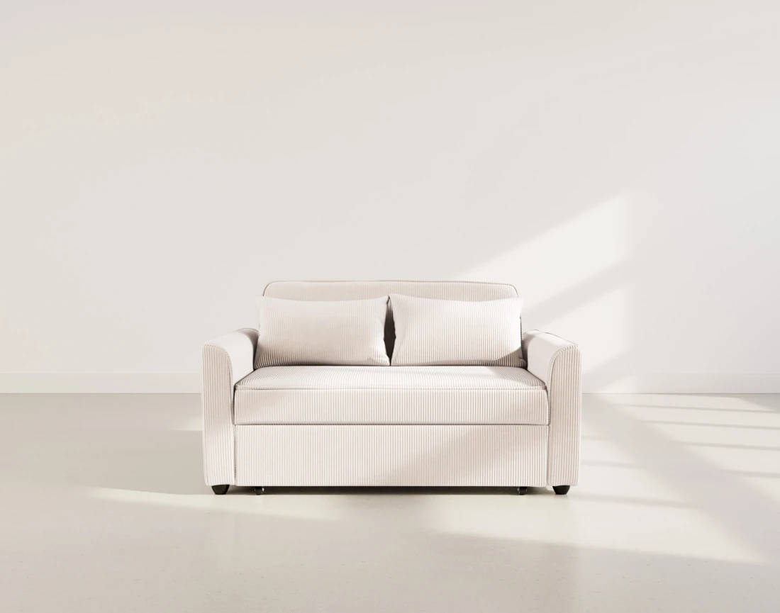 Canapé droit 2 places convertible en velours côtelé Ernest