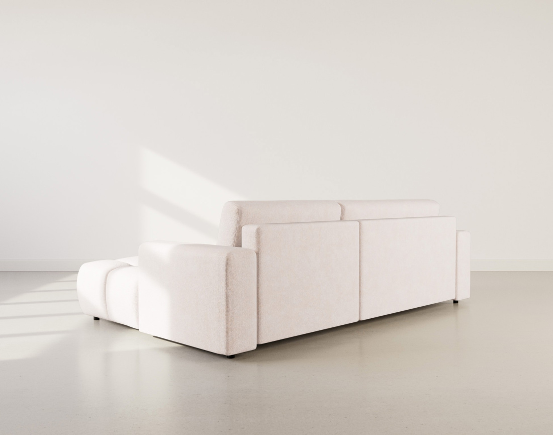 Canapé d'angle droit 4 places convertible avec coffre en velours texturé Leonie