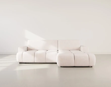 Canapé d'angle droit 4 places convertible avec coffre en velours texturé Leonie