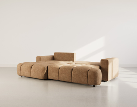 Canapé d'angle gauche 4 places convertible avec coffre en velours texturé Leonie