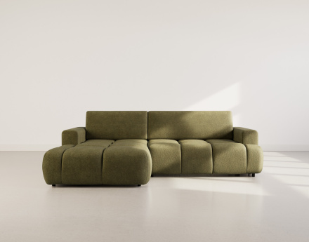 Canapé d'angle gauche 4 places convertible avec coffre en velours texturé Leonie