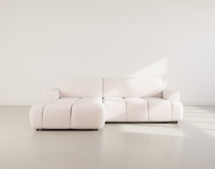 Canapé d'angle gauche 4 places convertible avec coffre en velours texturé Leonie