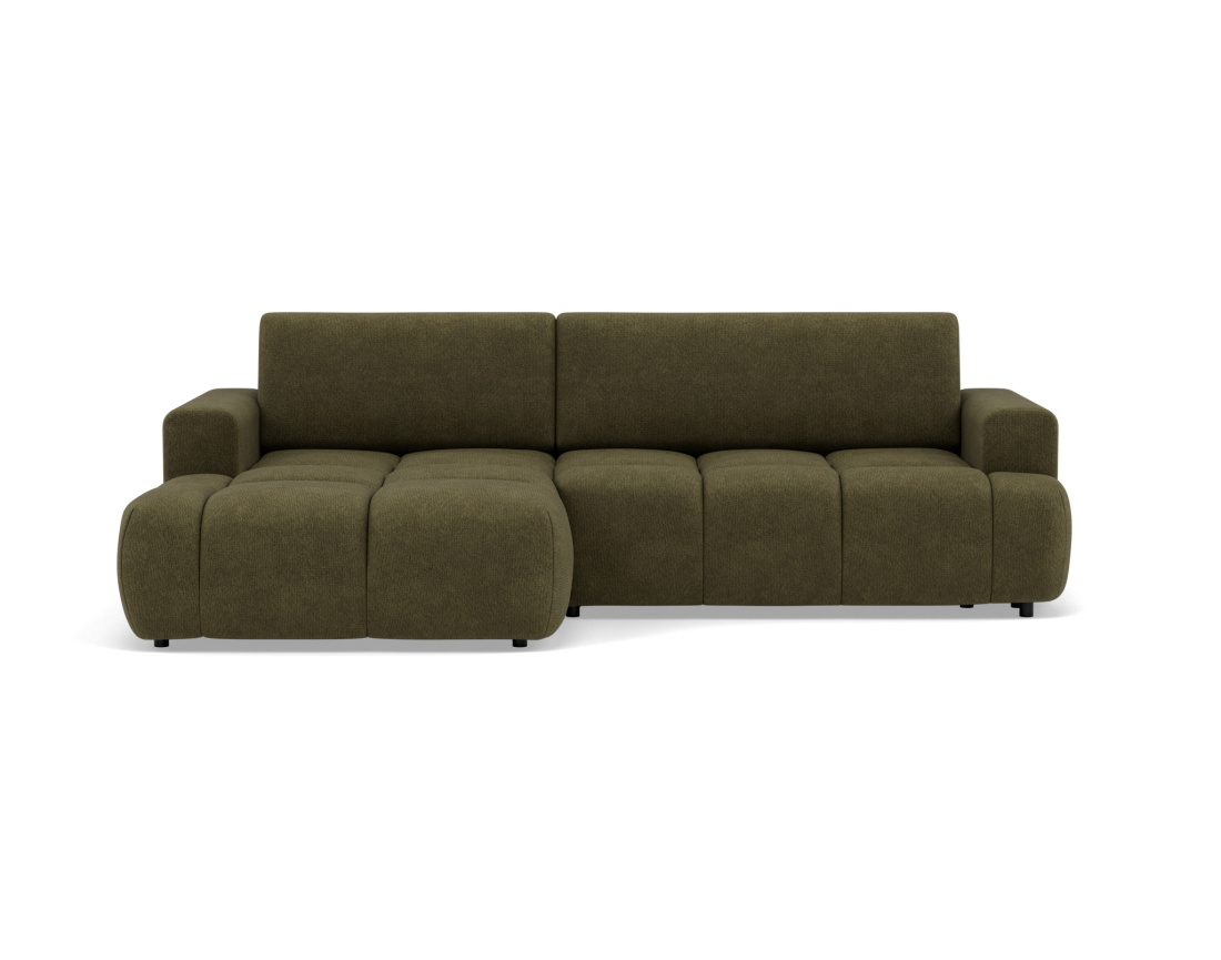 Canapé d'angle gauche 4 places convertible avec coffre en velours texturé Leonie