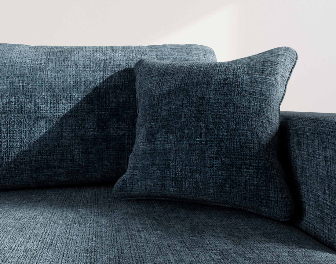 Canapé d'angle droit 4 places convertible avec coffre sans accoudoirs en velours texturé Miro