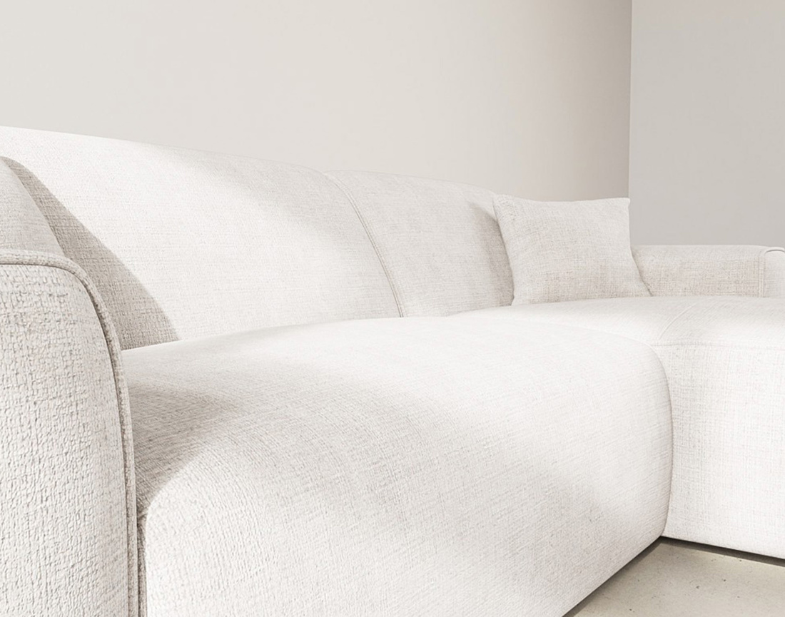 Canapé d'angle droit 4 places en velours texturé Lison