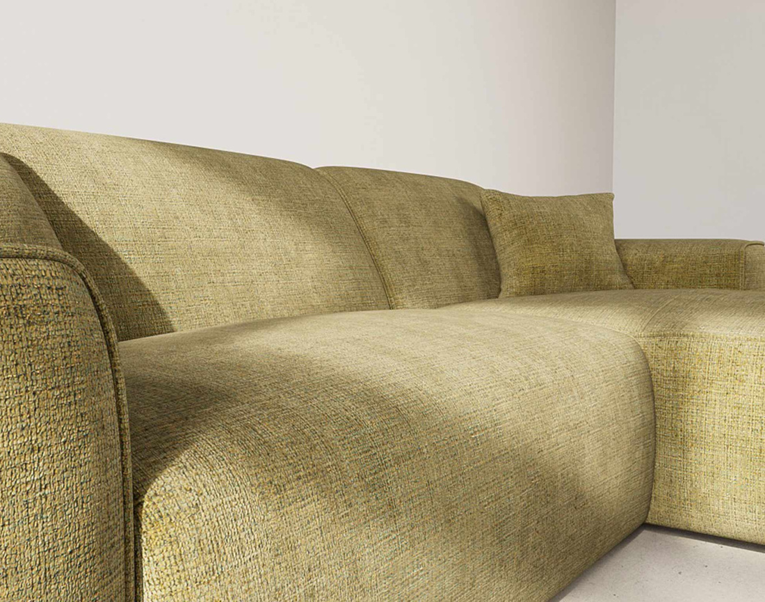 Canapé d'angle droit 4 places en velours texturé Lison