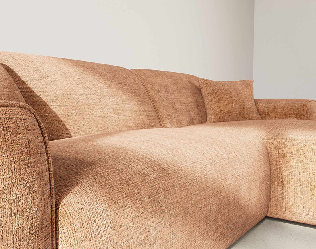 Canapé d'angle droit 4 places en velours texturé Lison