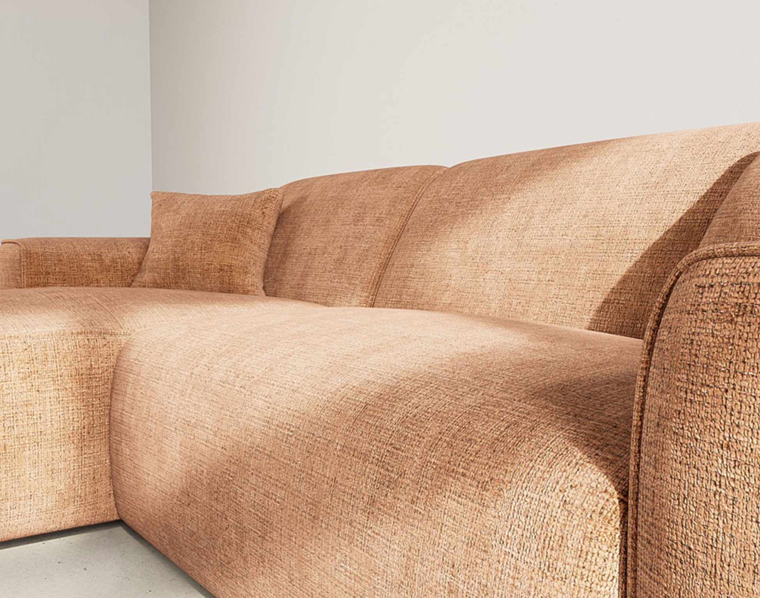 Canapé d'angle gauche 4 places en velours texturé Lison