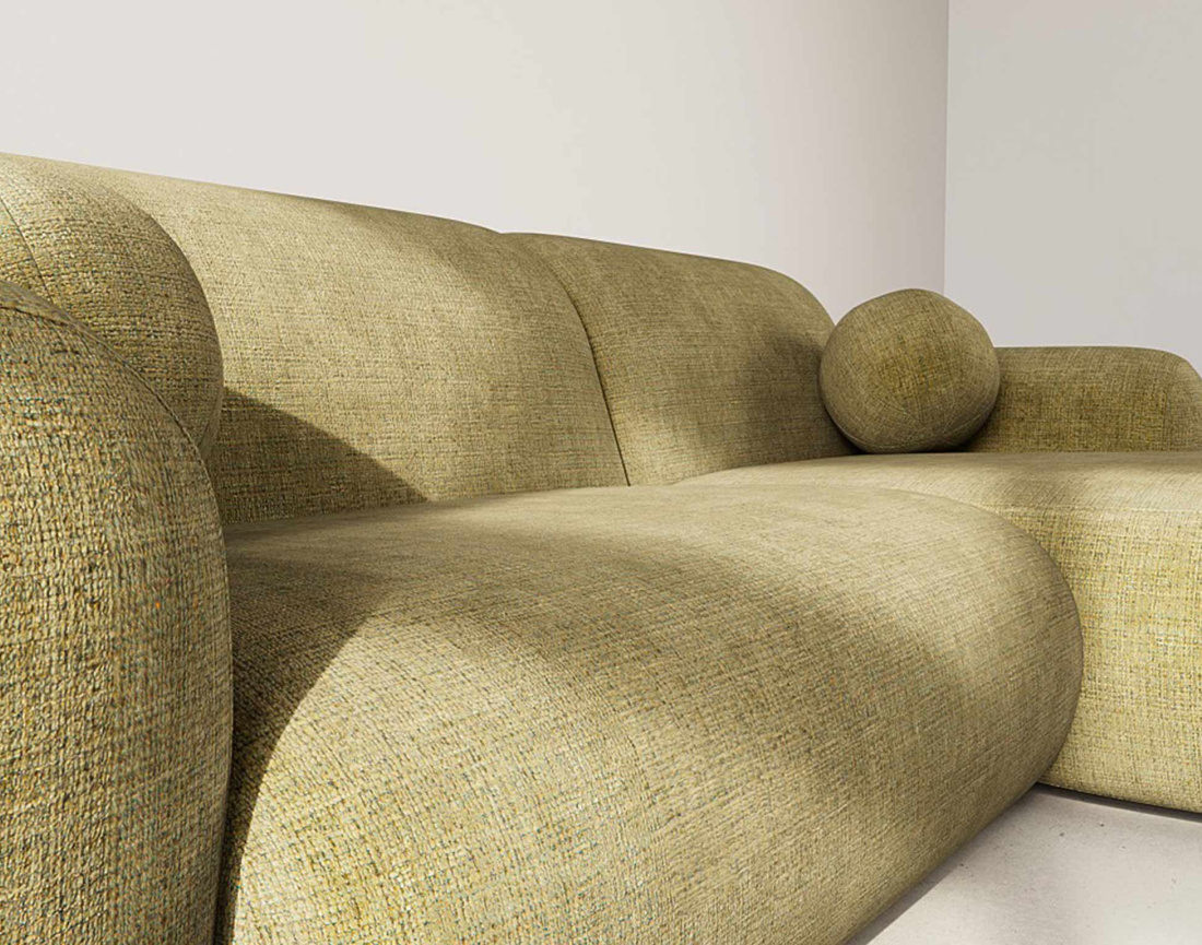 Canapé d'angle droit 4 places en velours texturé Louise