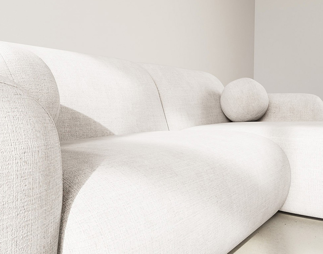 Canapé d'angle droit 4 places en velours texturé Louise