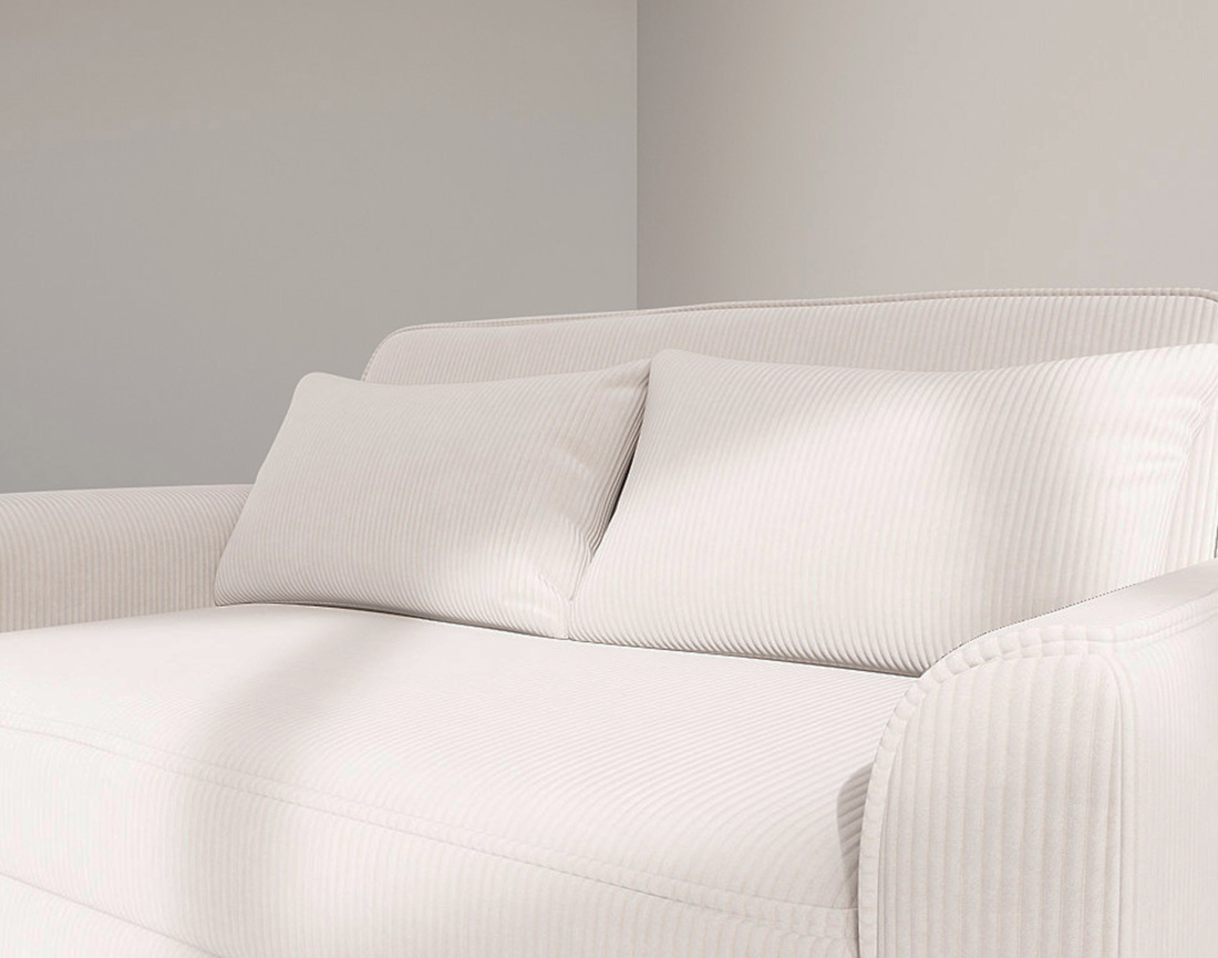 Canapé droit 2 places convertible en velours côtelé Ernest