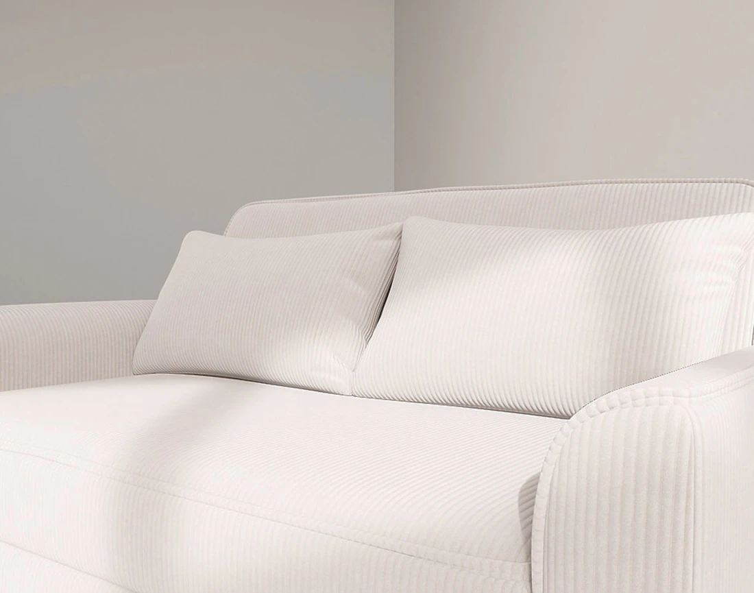 Canapé droit 2 places convertible en velours côtelé Ernest