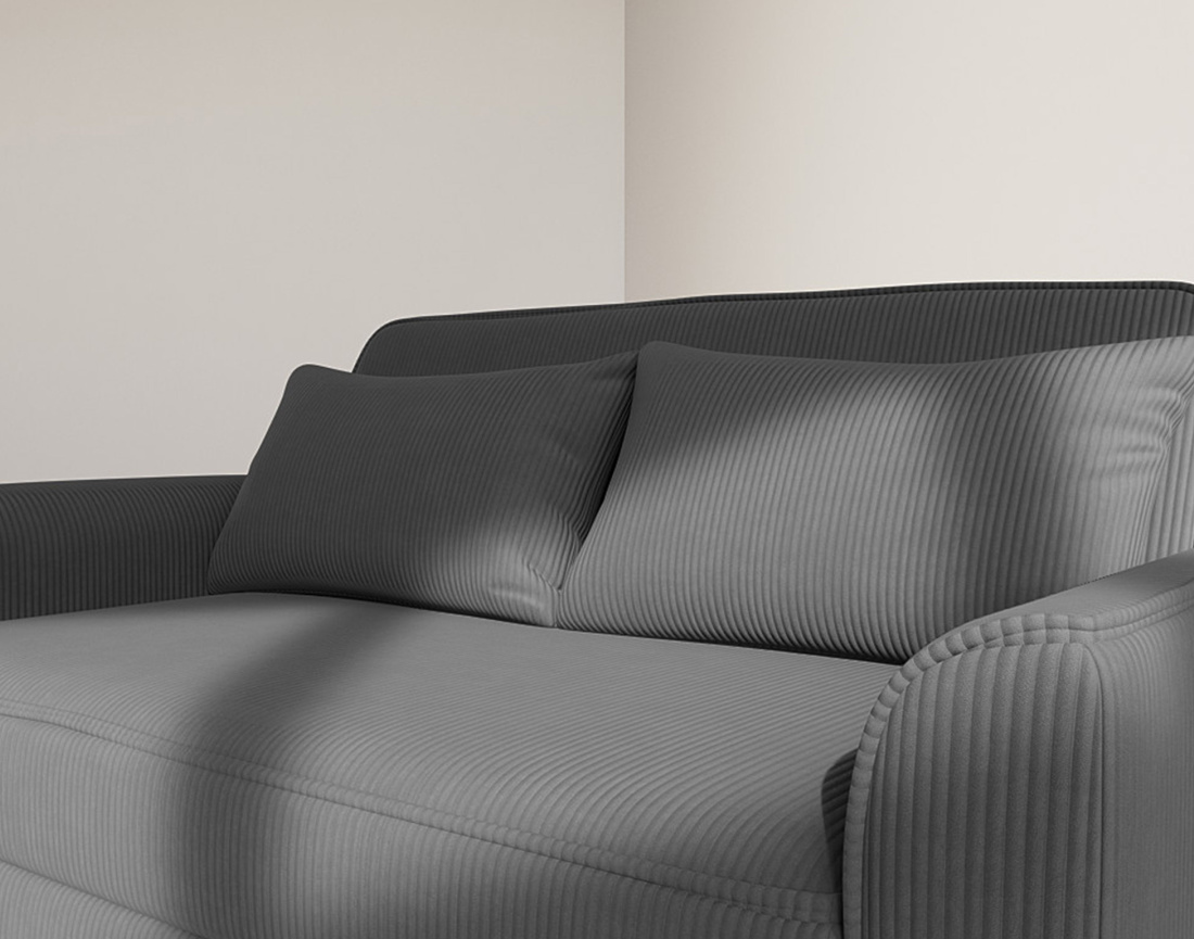 Canapé droit 2 places convertible en velours côtelé Ernest