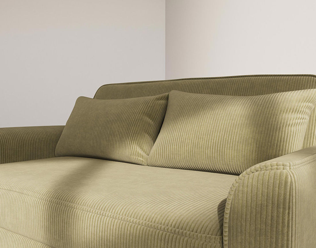 Canapé droit 2 places convertible en velours côtelé Ernest