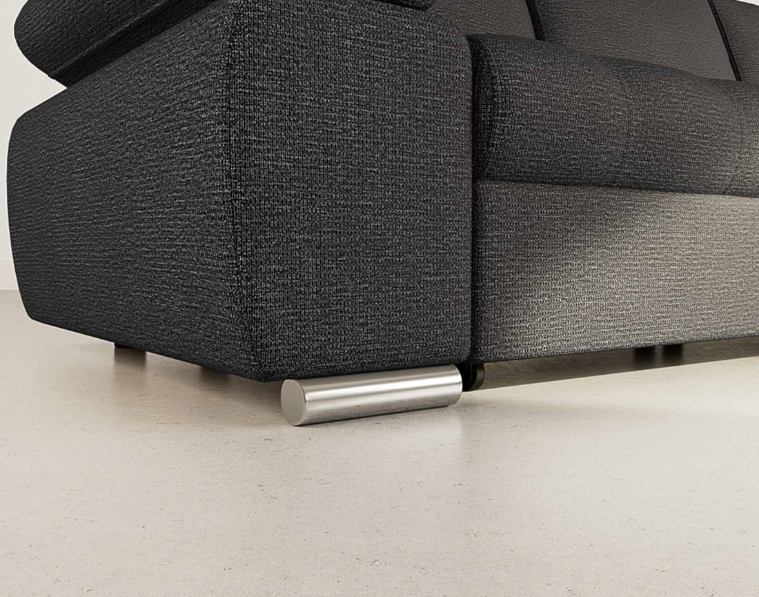 Canapé d'angle droit 4 places convertible avec coffre en tissu texturé Bianca