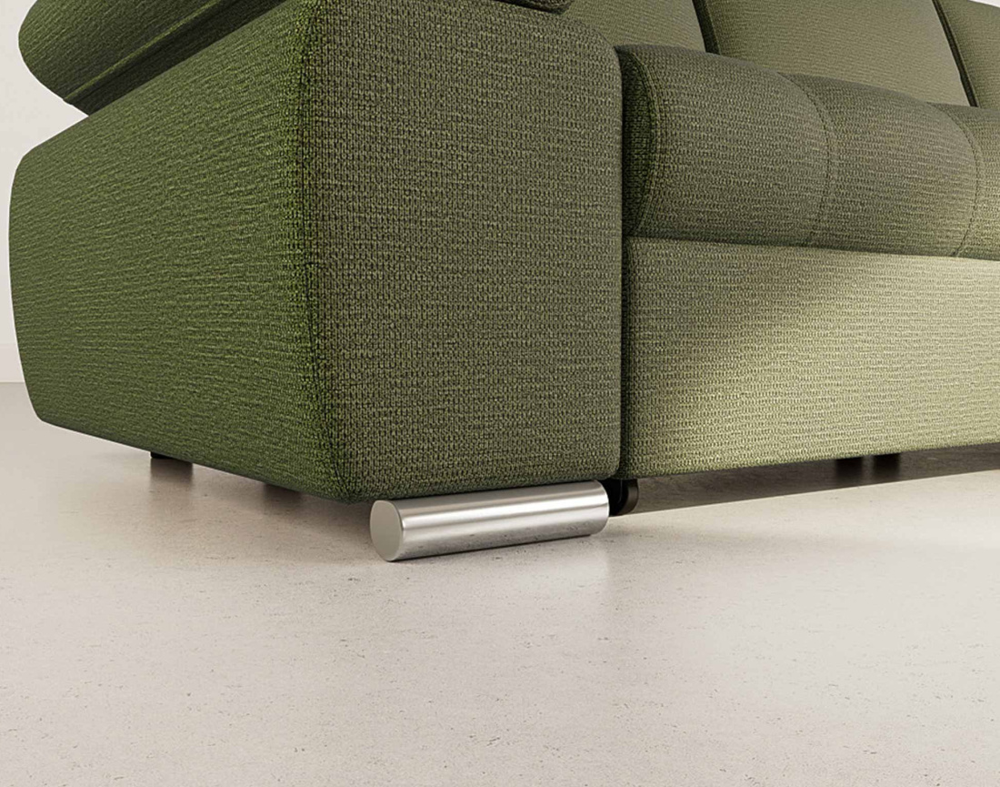 Canapé d'angle droit 4 places convertible avec coffre en tissu texturé Bianca