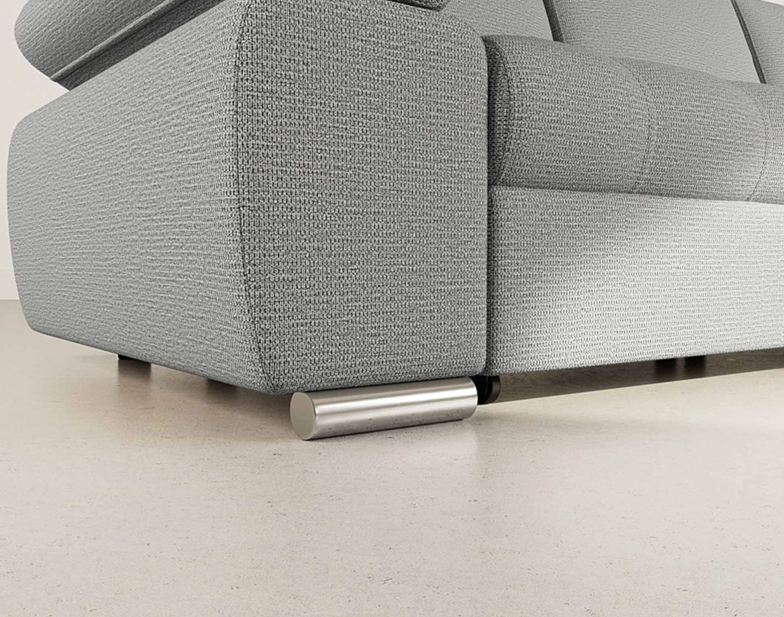 Canapé d'angle droit 4 places convertible avec coffre en tissu texturé Bianca