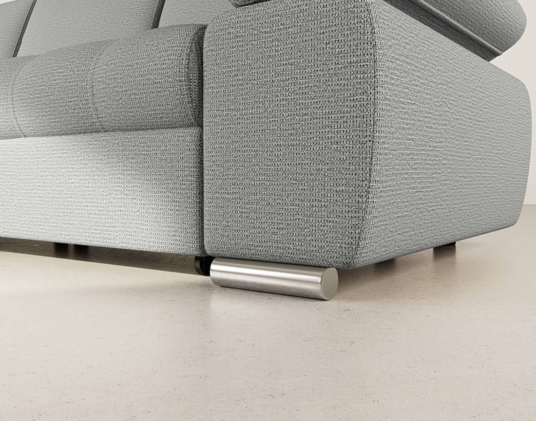 Canapé d'angle gauche 4 places convertible avec coffre en tissu texturé Bianca