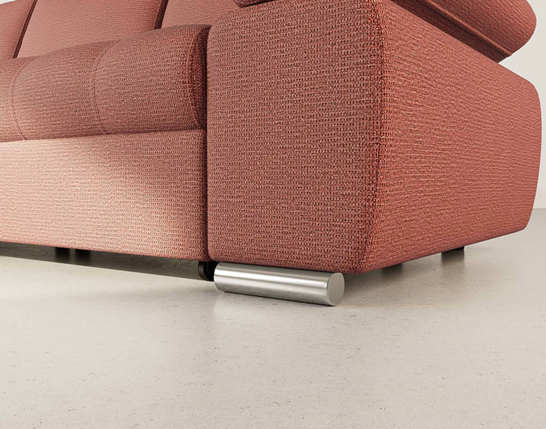 Canapé d'angle gauche 4 places convertible avec coffre en tissu texturé Bianca