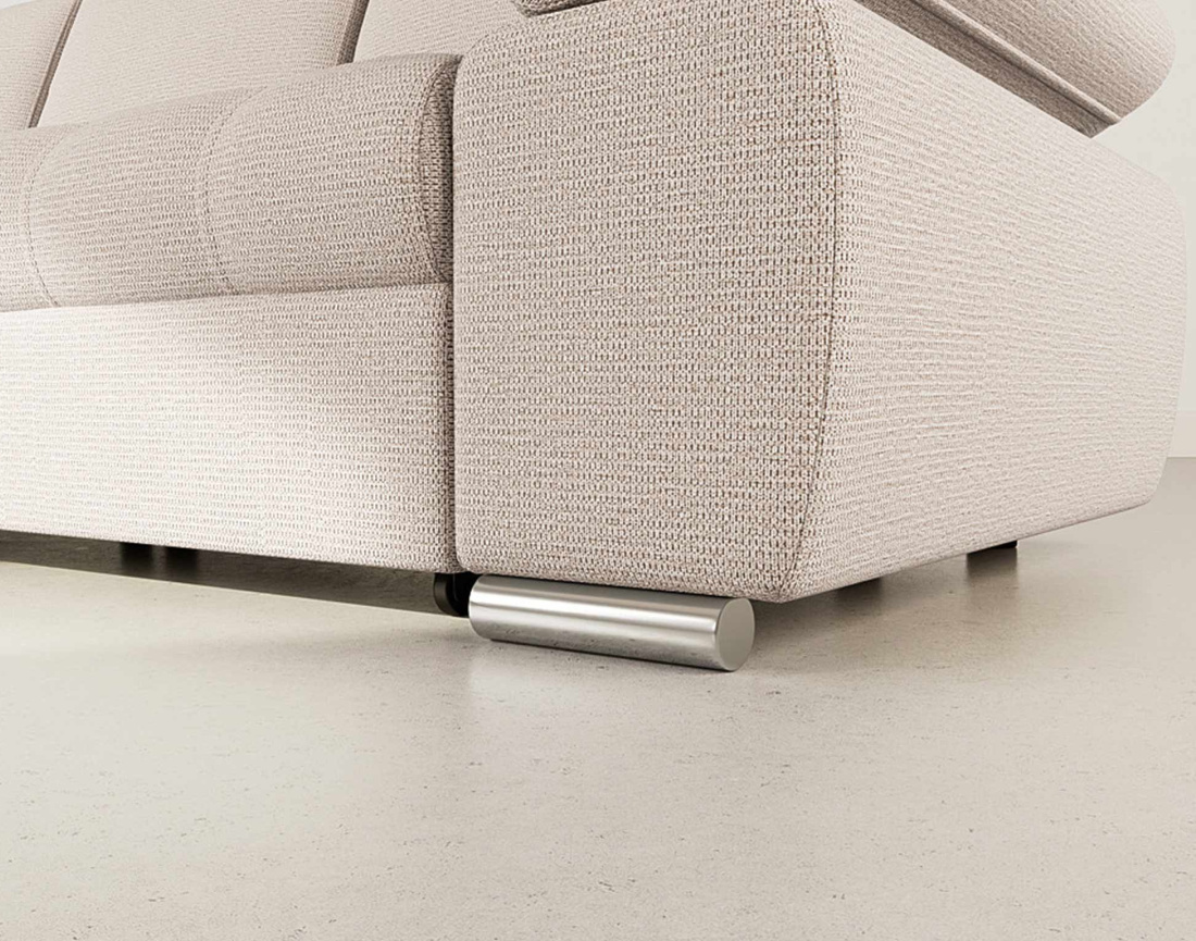 Canapé d'angle gauche 4 places convertible avec coffre en tissu texturé Bianca