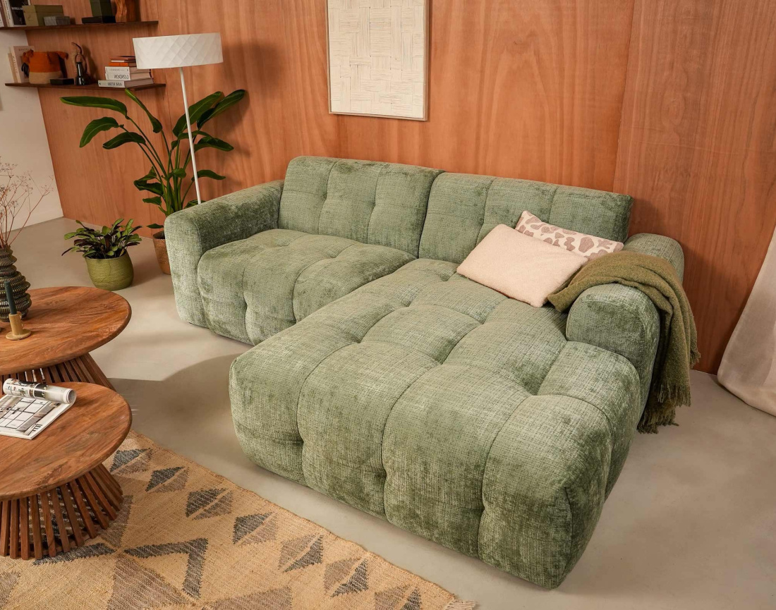 Canapé d'angle droit 4 places en velours texturé Diane